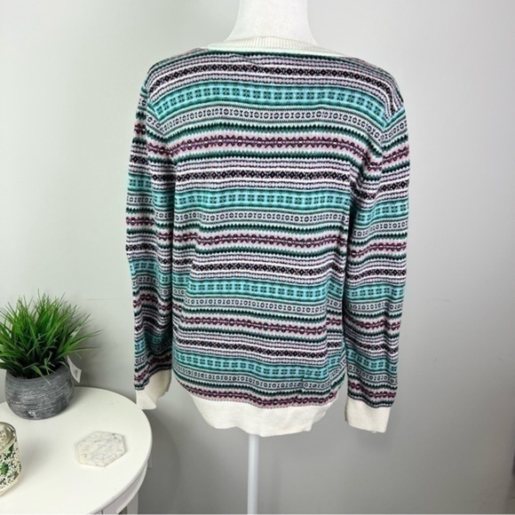Talbots crewneck sweater womens size petite XL colorful stripe lambs wool blend - Picture 6 of 10